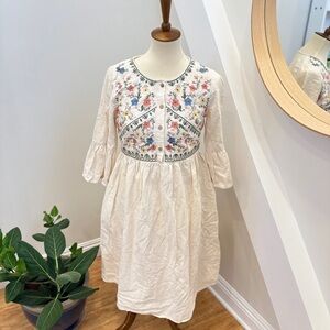 Floral Embroidered Cream Dress